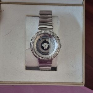 Versace Silver and Black Medusa Center Dial Bracelet Watch